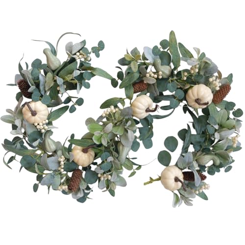 Egolot 70 Inch Fall White Pumpkin Green Leaves...