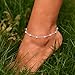 Ankle Bracelets for Women Sterling Silver Plated Anklet Pearl Anklets for Women Waterproof Ankle Bracelet Beach Anklets Dainty Bridesmaid Summer Jewelry Gift