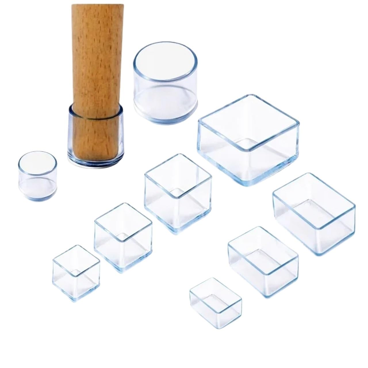 Chair Leg Floor Protectors 16/8/4PCS Silicone Chair Leg Pad Round Square Furniture Table End Plug PVC Silent Anti-slip Floor Protection Cap Foot Cover(20x20mm,4Pcs)