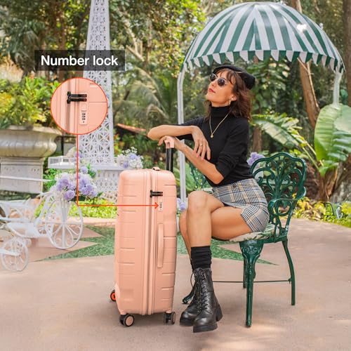 Image of Nasher Miles Paris Hard-Sided Polypropylene Check-in Luggage 28 inch | 75cm | 8 Wheels Large Trolley Bag for Travel | Suitcase (Peach)