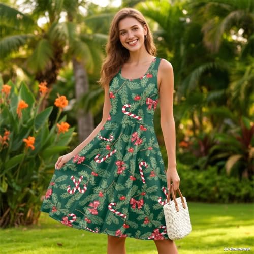 Image of Renewold Women's Sleeveless Tank Dress with Pockets, Casual Scoop Neck A-Line Sundress for Summer, Travel and Vacation