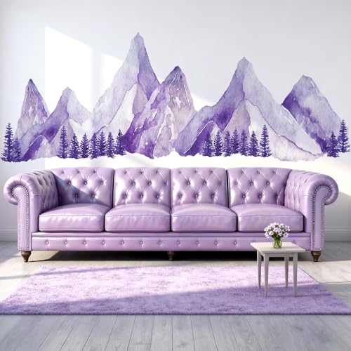 Vinilos Decorativos Montaña Acuarela Morada 3 Piezas miniatura 1