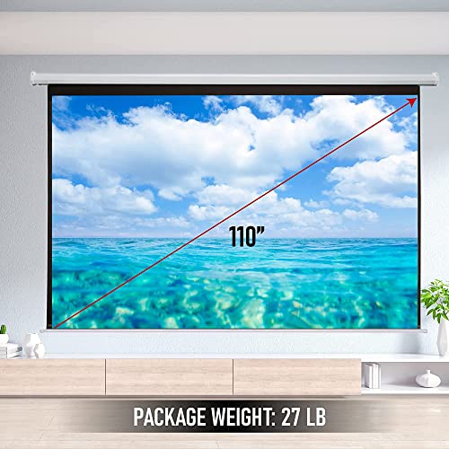 Delux Screens (Us Business) 110" 16:9 Aspect Motorized Projector Screen With Remote (White Casing) #TOP4