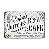 Witches Brew Cafe Sign Halloween Wall Decor Medieval Vintage Farmhouse Wall Art Witch Decor Skeleton Sign Large Canvas Wall Art Retro Metal Tin Sign Vintage Aluminum Sign for Home Coffee 12 x 8 Inch