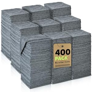 Gray Microfiber Cleaning Cloths Bulk-400 Pack, Gray Microfiber Towels for Cars, Ultra Absorbent Wash Cloths, Lint-Free Streak-Free Microfiber Towels Bulk for Cars, 12×12 inches