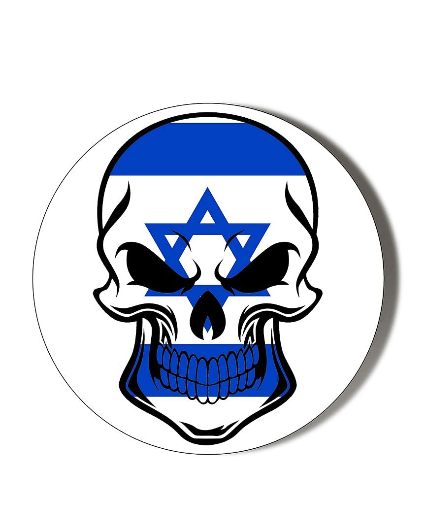 Gift Insanity Multi Israel Flag Skull Shape 10 X 56Mm Vinyl Stickers Pack Of 10