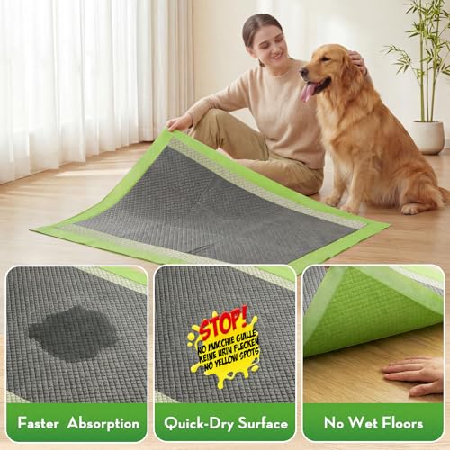 Image of CROCI Dog Pads Extra Large, 28 inchx34 inch Pee Pads for Dogs, 2X Odor-Control with Charcoal & Bamboo Material, 4-Corner Adhesive Tabs, Super Absorbent & Leak-Proof (50 Counts)