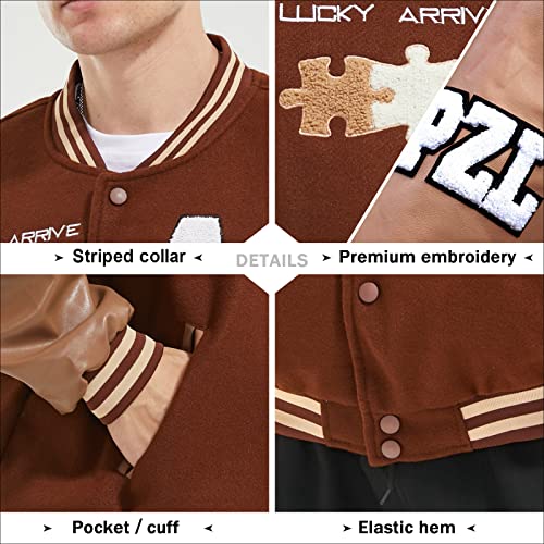 Image of Varsity Jacket Unisex Y2K Embroidered Letterman Bomber Jacket Casual Baseball Jackets
