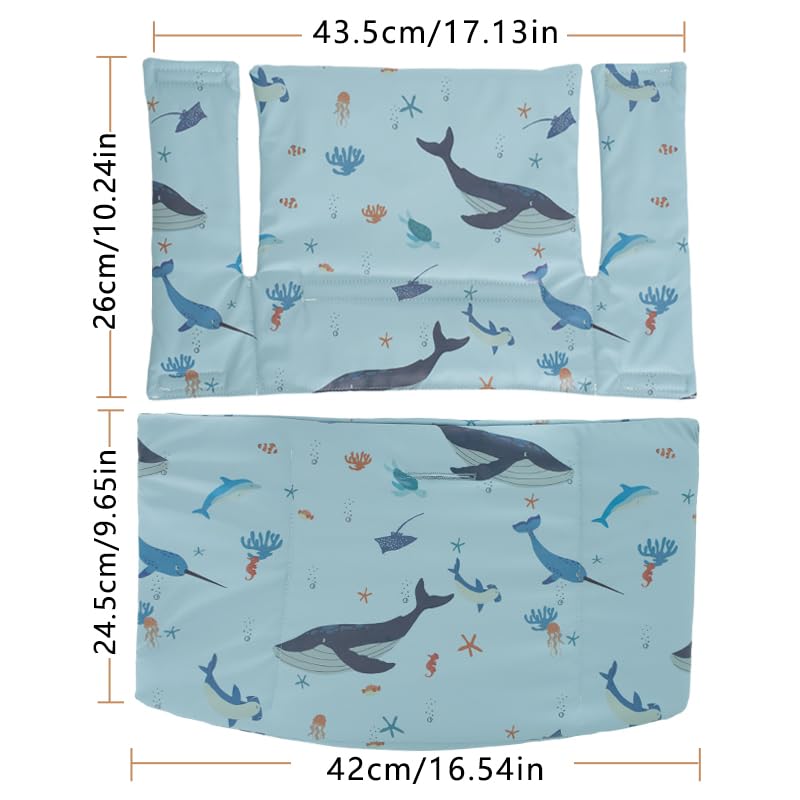 Image of Baby Cushion Set Soft Highchair Cushion Compatible with Stokke Tripp Trapp Chair, Comfort High Chair Cushion for Infant, Toddler High Chair Accessories Easy to Clean and Install, Sea Blue