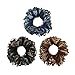 Cottvott 3/pack Chiffon Hair Rope Yarn Beads Hair Ties Women Hair Accessories Scrunchies (blue-black-coffee)