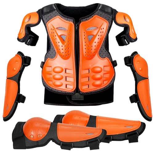 Peto motocross niño con protector de espalda y rodilleras para mtb