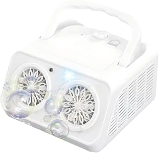 Máquina de burbuja, portátil 20000+burbujas/minuto, 26agujeros de burbuja/agua de burbujas incluida, juguete de burbujas para niños, idea de cumpleaños de regalo (blanco)