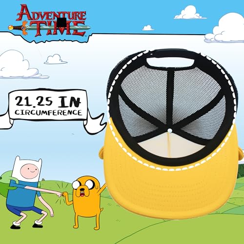 Image of Adventure Time Trucker Hat, Jake The Dog Adult Adjustable Snapback Baseball Cap with Flat Brim and 3D Ears, Multi, One Size