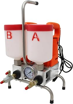 High Pressure Grouting Machine Polyurethane Foam Injection Pump,Electric Epoxy Pump Grouting with Dual Motor Dual Pails for Construction Industry 2.6KW 220V