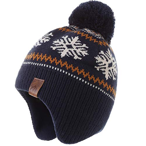 La Mejor Lista de Gorros para Niño Top 10. 50 LMLALML - Gorro de invierno para niños con solapa para orejas de punto, forro polar cálido y grueso para bebé, Nieve, 1-3 Años