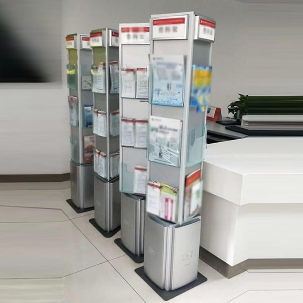 Espositore Girevole a 4 Faccie, Scaffale Rotante per Brochure A4, Portamateriale Promozionale da 5 Livelli, Scaffale Informativo per Esposizione Massima di Opuscoli