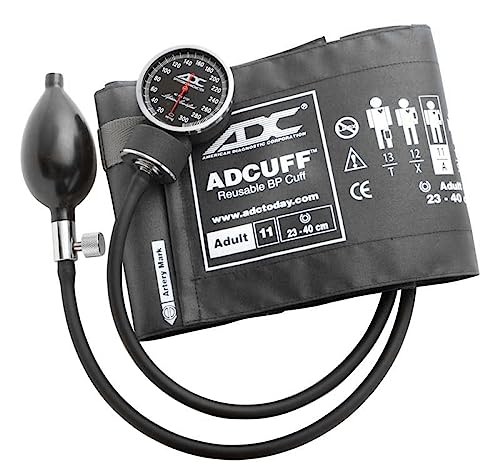 ADC Diagnostix 720 Premium Professional Pocket Aneroid Sphygmomanometer with Adcuff Nylon Blood Pressure Cuff, Adult, Gray