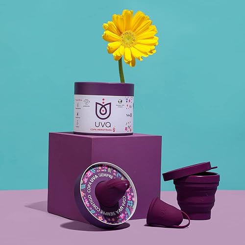 Miniatura 8 de UVA Kit de copa menstrual tamaño B  Juego de tazas de periodo reutilizable de flujo pesado  Copa de silicona suave a prueba de fugas, esterilizador