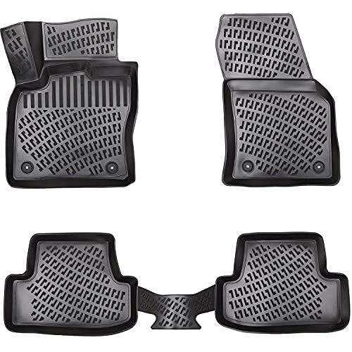 Elmasline Lot de tapis de sol design 3D en caoutchouc pour KIA Rio II année de construction 2005–2011 | rebord extra haut de 5 cm.