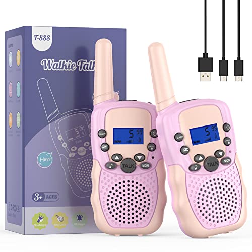 Bakoherp Walkie Talkie Recargable, 8 Canales 3Km de Largo Alcance Radio Bidireccional, Juguetes para Niños de 3 a 12 años,...