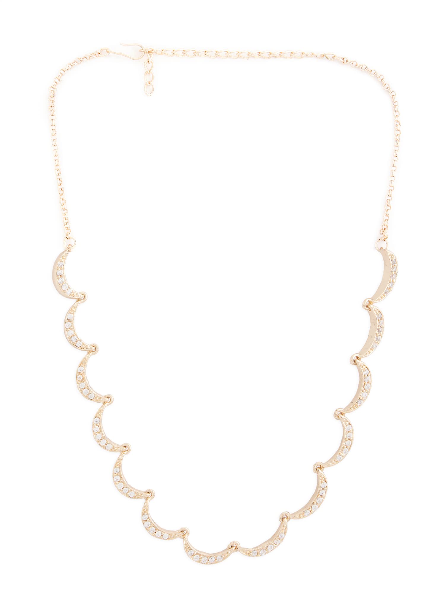ZAVERI PEARLS Rose Gold Contemporary Cubic Zirconia Crescent Shape Sleek Necklace For Women-ZPFK15270 (B0BRXNHMCB) Amazon Price History, Amazon Price Tracker