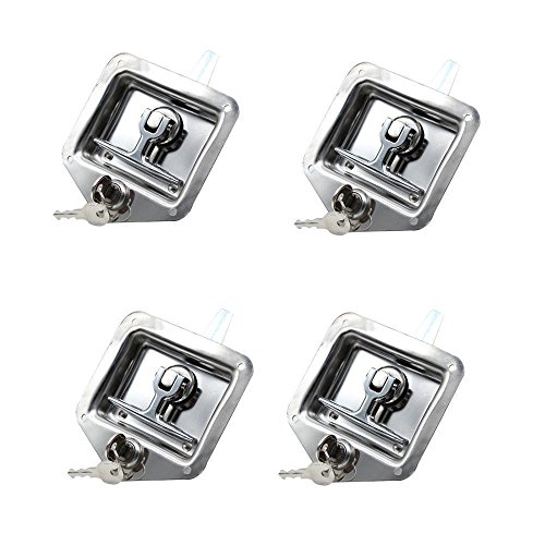 Eapmic 4Pcs Trailer Door Latch with Gasket T-Handle Lock Highly Polished 304 Stainless Steel Keys Camper RV Truck Toolbox