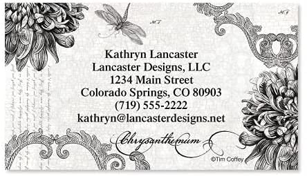 Colorful Images Botanical Black & White Personalized Business Cards - 2" x 3 1/2", 250 Single Sided Personal Custom Card Bundle Printed on Heavy Duty