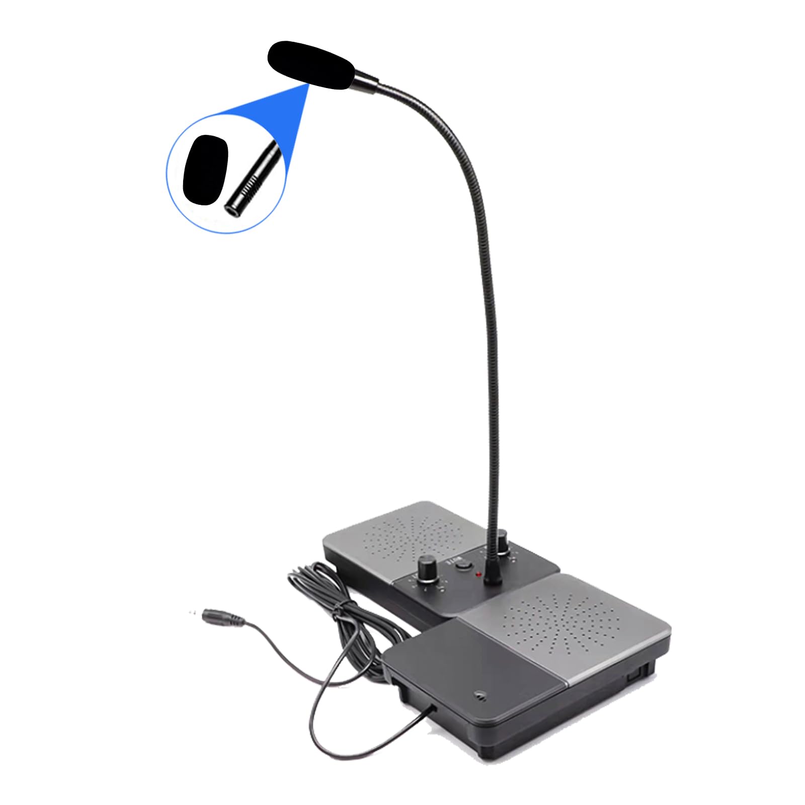 Window Intercom with Outer Speaker, Loud Speaker, Dual Way Voice Intercom, Bank Counter Interphone, Intercom System for Ticket Office, Hotel, Government, School, Medical Center, Station (E391-grey)