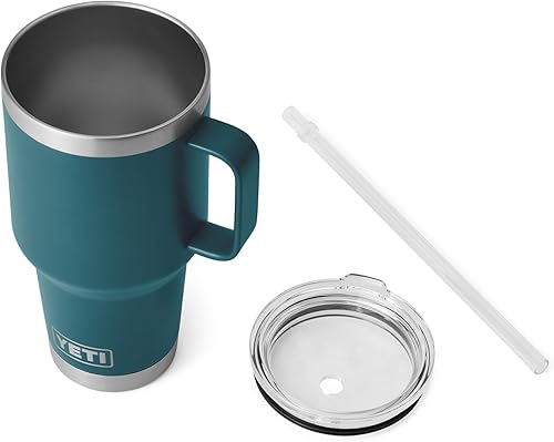 Miniatura 184 de YETI Rambler - Vaso de viaje con asa y tapa con popote, 35 onzas, vaso de agua de viaje, con asa, acero inoxidable, color blanco