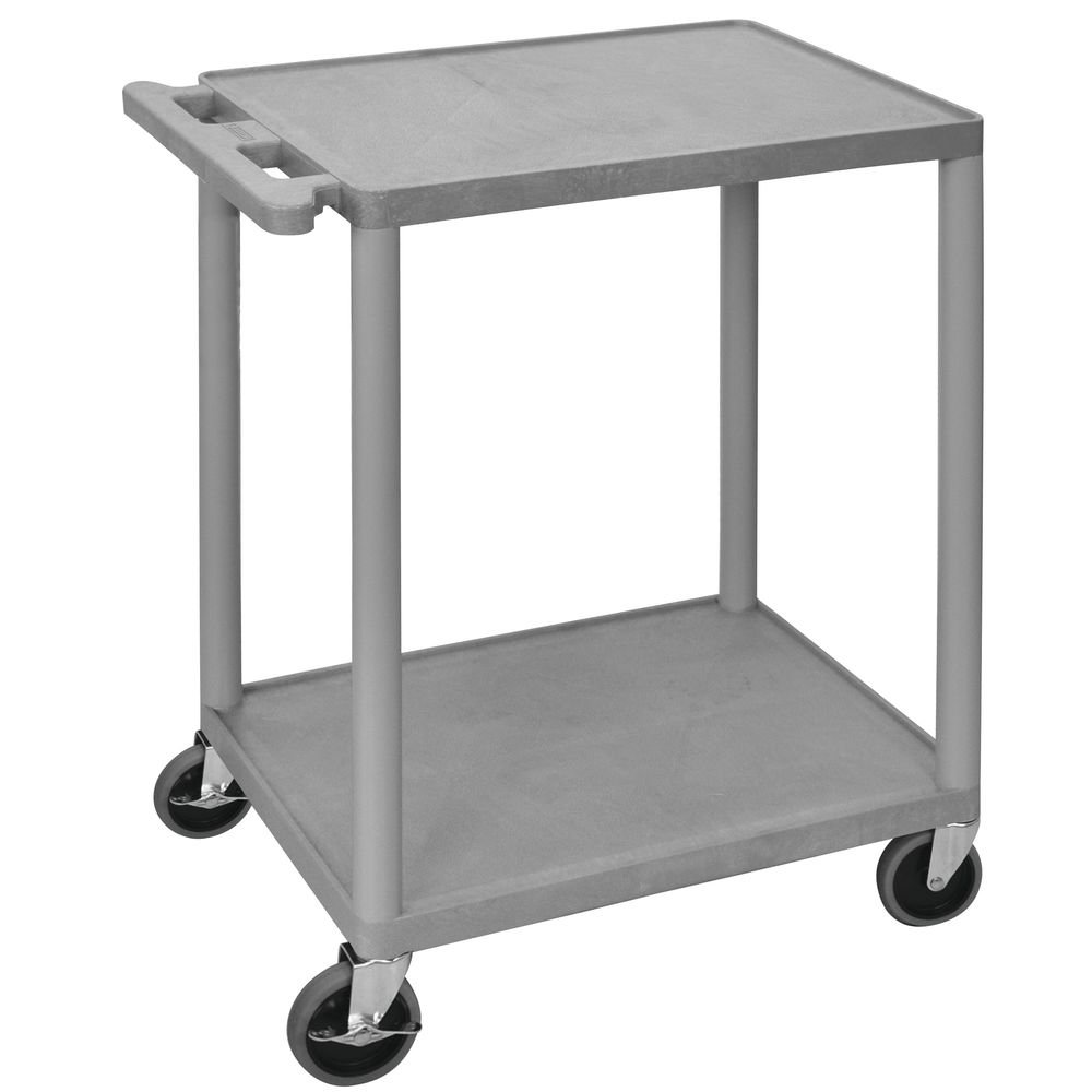Luxor Grey Plastic 2-Shelf Utility Cart - 24"L x 18"W x 33"H by LUXOR CORPORATION – Plastic, Gray, Model 812552016916