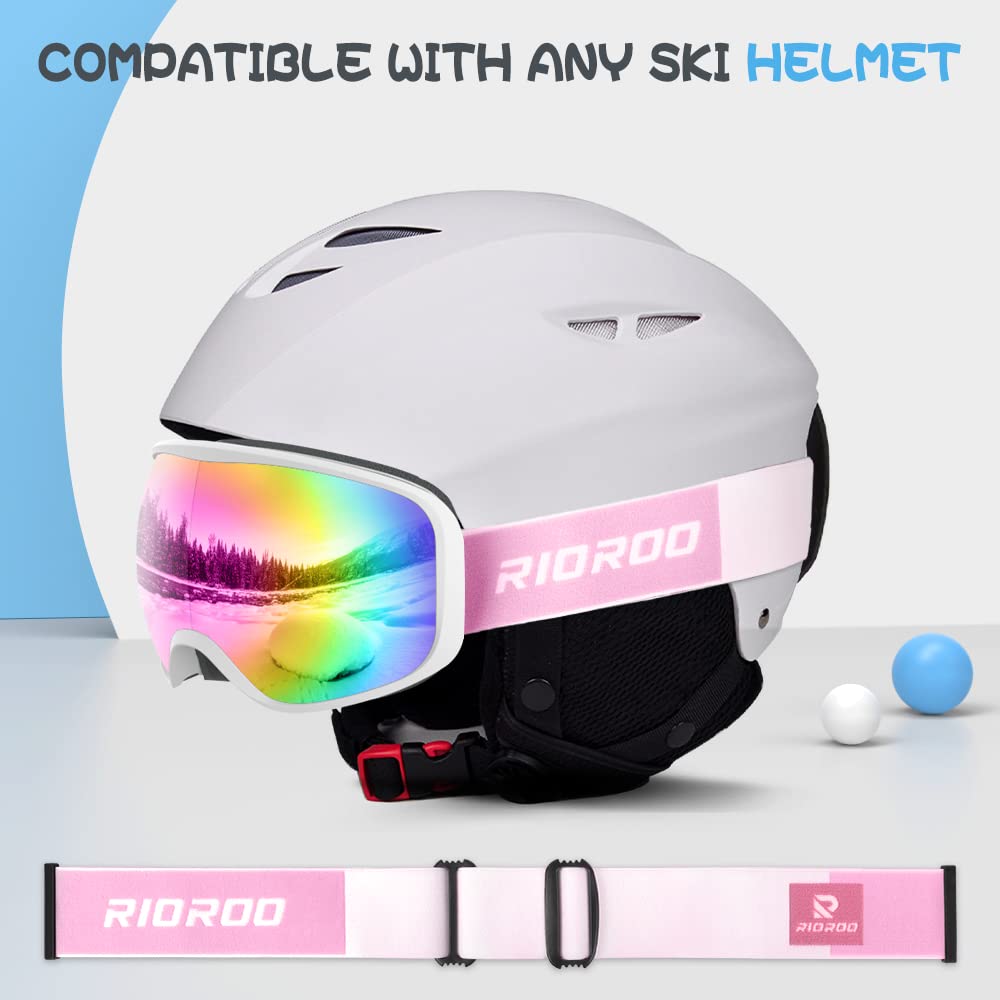 Lunettes de Ski Masques Snowboard qualité supérieure pour Enfant 3 à 14 Ans pour Garçons et Filles100% OTG Protection UV Anti-Buée Coupe-Vent Ski Masques Snowboard-double lentille