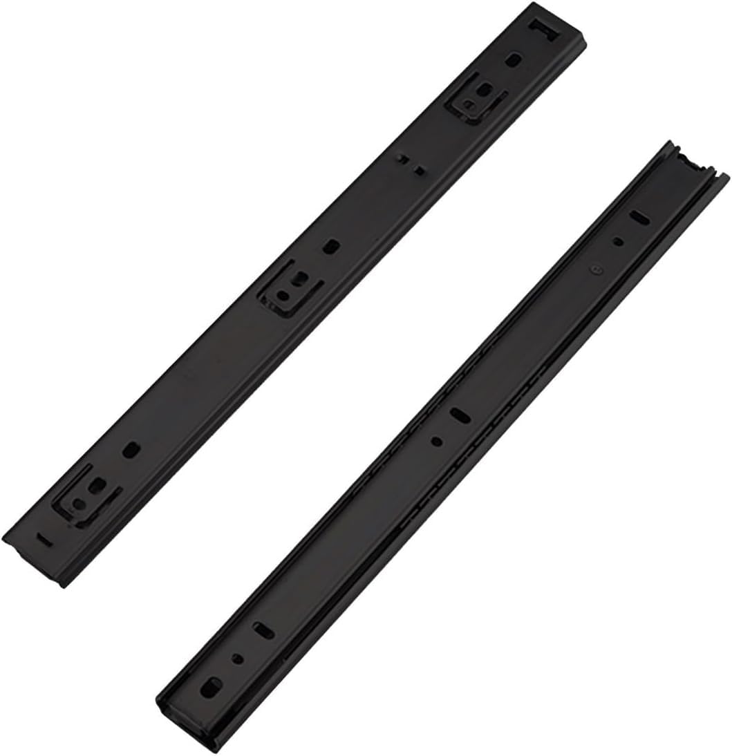 ZESLIV 1 Pair (2 Pieces) Drawer Runners 27 mm x 250 mm Telescopic Runners Full Extension Guide Rails Black