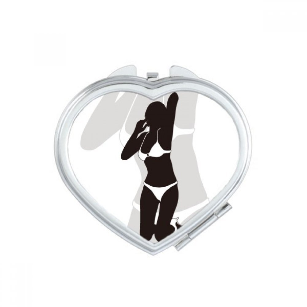 Miroir de poche compact cœur pour maquillage portable et mignon design