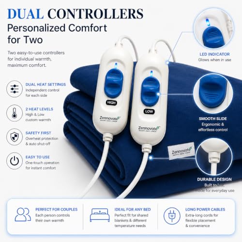 Image of Superior ISO Certified & ZED Certified Electric Under Blanket | Double Bed Size(150cmx150cm) | Shock Proof | Bed Warmer with Multiple Heat Controls (Body, Foot, High, Low) |10 Year Warranty