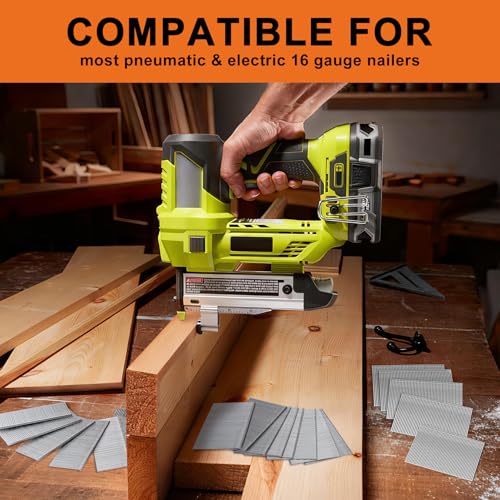 Image of PINOZE 16 Gauge Finish Nails, 2000-Count (2-1 /2 inch, 2 inch, 1-3 /4 inch, 1-1 /2 inch, 1-1 /4 inch) 16GA Galvanized Straight Finishing Nails Assorted Size for Framing Nail Gun Pneumatic, Electric Finish Nailer