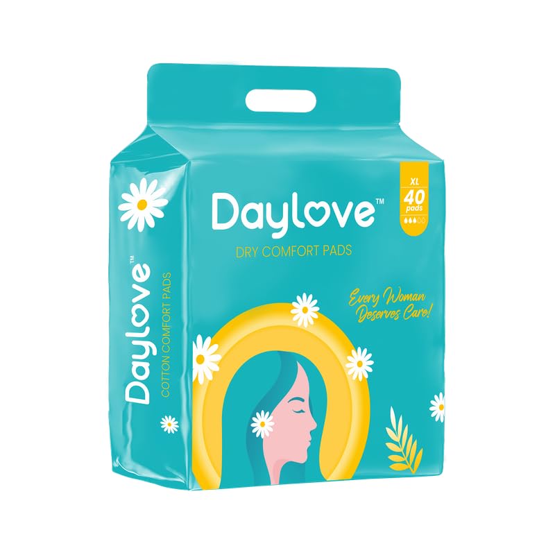 Daylove Dry Comfort Sanitary Pads XL - 40 Pads | Max Soft, Extra Absorbent & Skin Friendly | No Fragrance, No Chlorine | 40 XL Pads for Ultimate Comfort & Protection | Ideal for Sensitive Skin (B0CWGRC66F) Amazon Price History, Amazon Price Tracker