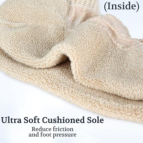 Image of +MD Bamboo Viscose Ankle Diabetic Socks for Men & Women, 6 Pairs, Soft Cushioned, Non-Binding Loose Top, Extra Wide