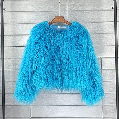 Shaggy Fluffy Faux Fur Coat Solid Color Sweater, Long Sleeve Short Jacket, Women's Fashion Puffy Overcoat Outwear3