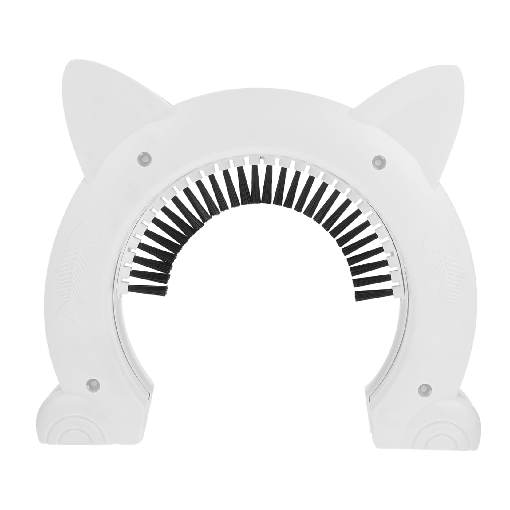 VICASKY Porte pour Chat Intérieure en Plastique ABS Brosse Intégrée, Accès Pratique pour Animaux Domestiques, Cadre Blanc, 1 Set pour Chien et Chat
