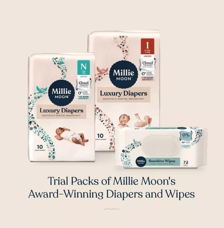 Millie Moon Luxury Disposable Diapers, Gift Box, 20 Count