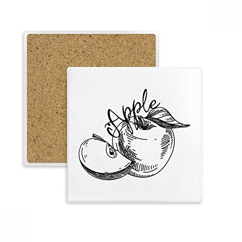 Tasse coaster pomme dessin en pierre absorbante sous de verre multicolore