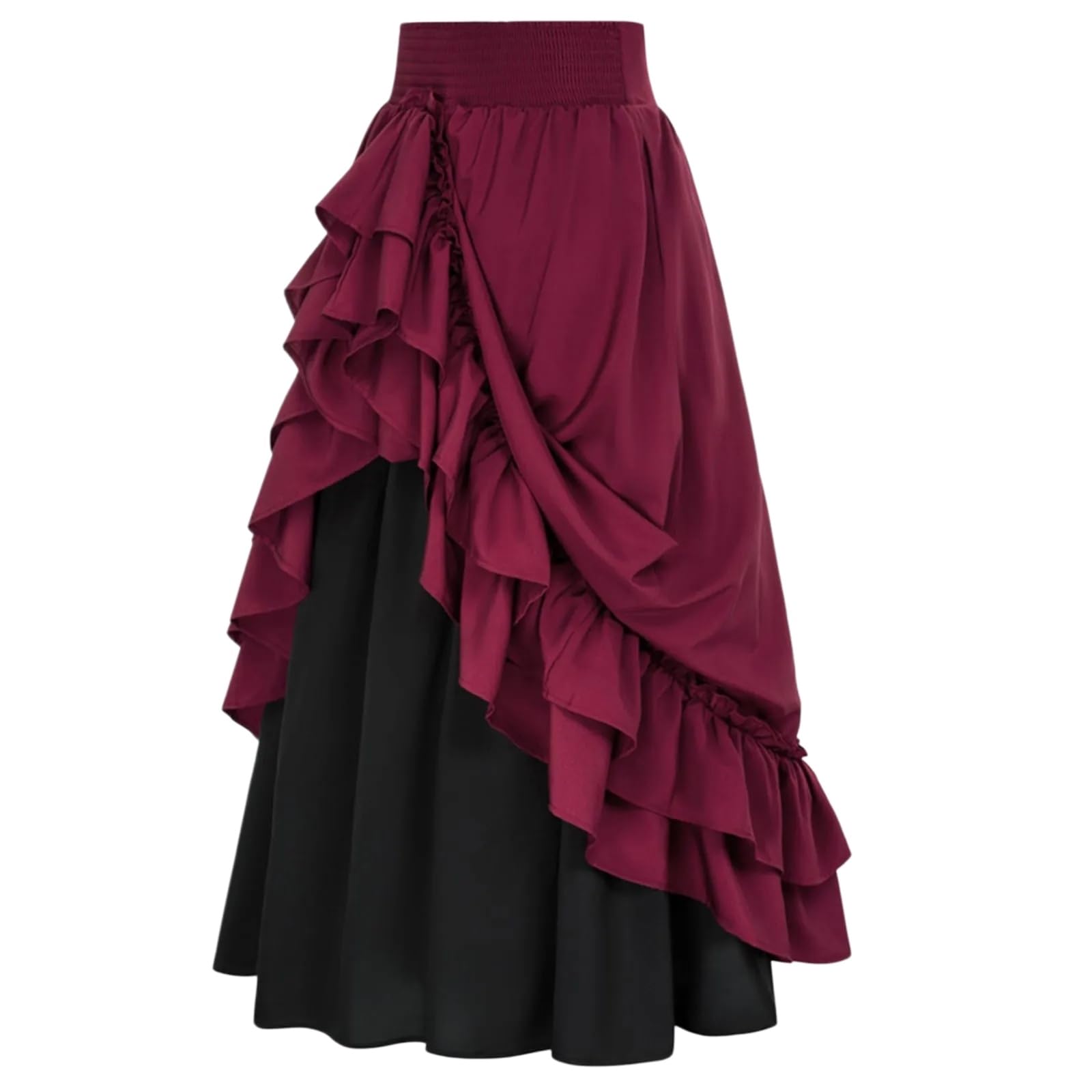 Minigonna Elegante Donna Vintage Maxi Gonna Alta Vita A-Linea Che Fluisce Lunga Ruffle Hem Rinascimento Festival Outfit Chic Look-Blue-l