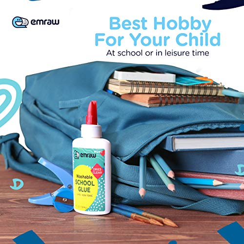 Liquid Glue White, Multi-Purpose, 4 Oz. Bottle, Ideal For Kids | Latex Free, Dries Clear, Strong Binding, For Slime And Crafts, Great Use In Schools, Offices, And Homes - By Emraw (6 Pack) #TOP6