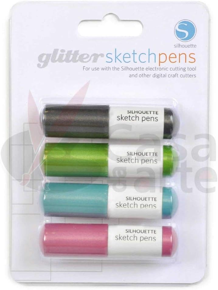 Silhouette Sketch Pens 4/Pkg-Glitter Black, Pink, Aqua & Green