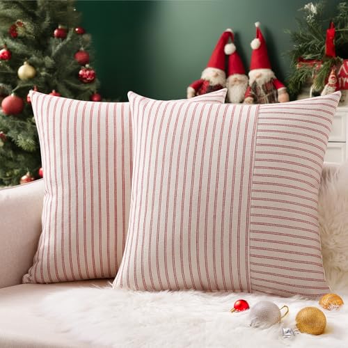 YCOLL Set of 2 Cushion Covers 50 x 50 Cotton Linen Cushion Cover ...