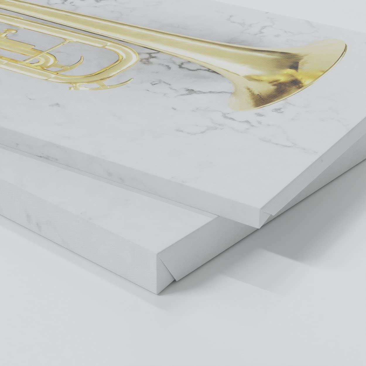 Sense Canvas Stampa artistica su tela a forma di tromba, strumento musicale, jazz, decorazione per la casa, poster grande 40 x 16 / 1,9 cm