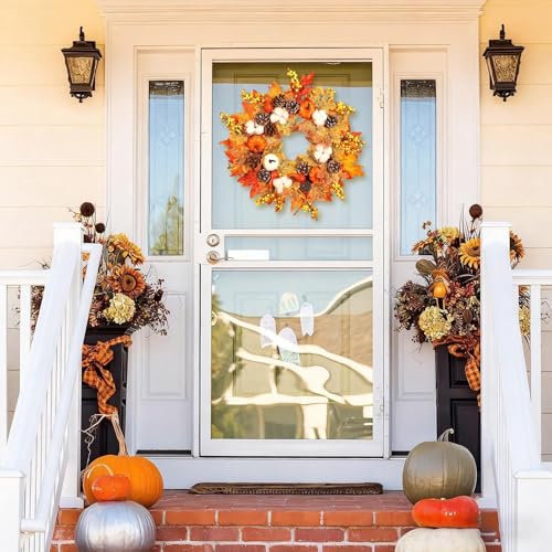 Couronne de porte d'automne durable accessoire déco facile extérieur