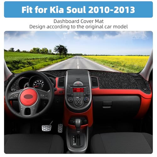 Image of Dash Cover Mat Compatible with Kia Soul 2010-2013 Non-Slip Dashboard Cover Mat Sunshade UV Rays Protector Interior Accessories