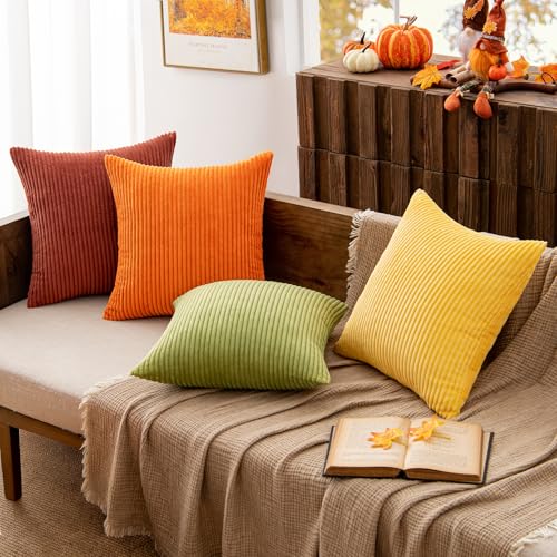 Image of MIULEE Fall Decorative Throw Pillow Covers Yellow Orange Rust 20x20