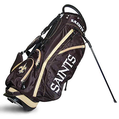 Team Golf NFL New Orleans Saints Fairway Golf Stand Bag, Lightweight, 14-way Top, Spring Action Stand, Insulated Cooler Pocket, Padded Strap, Umbrella Holder & Removable Rain Hood